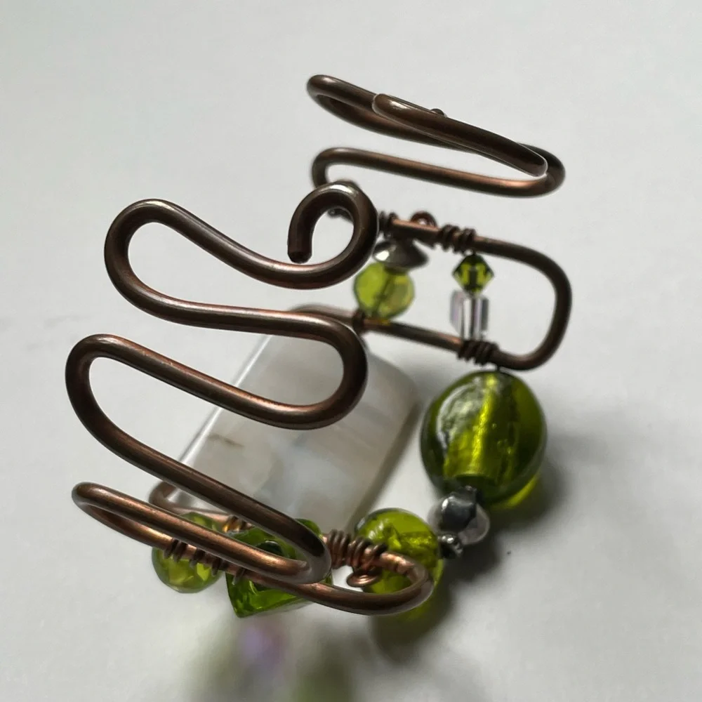 Copper Wire Work Beaded Bracelet